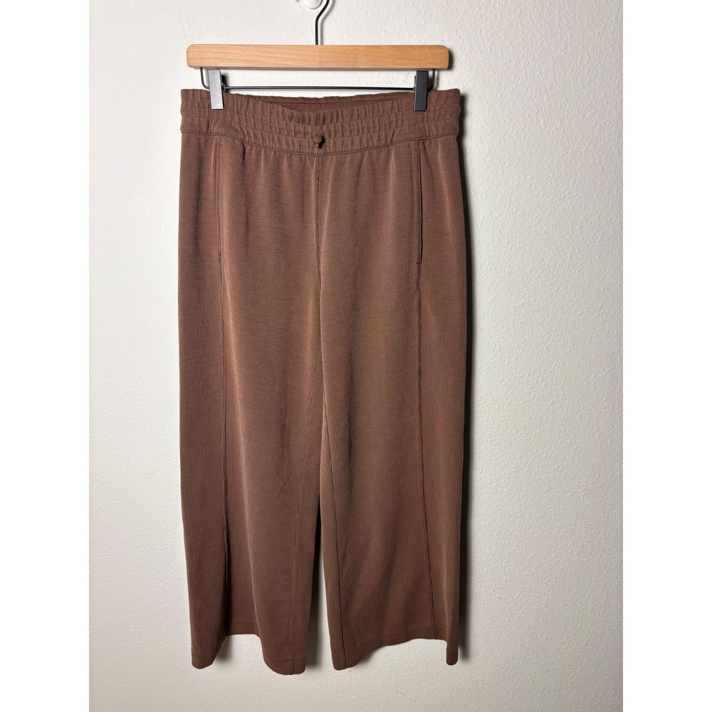 🩵Lululemon Ribbed Softstreme Mid-Rise Wide-Leg Cropped Pant 25 Java LW6CLLS 8